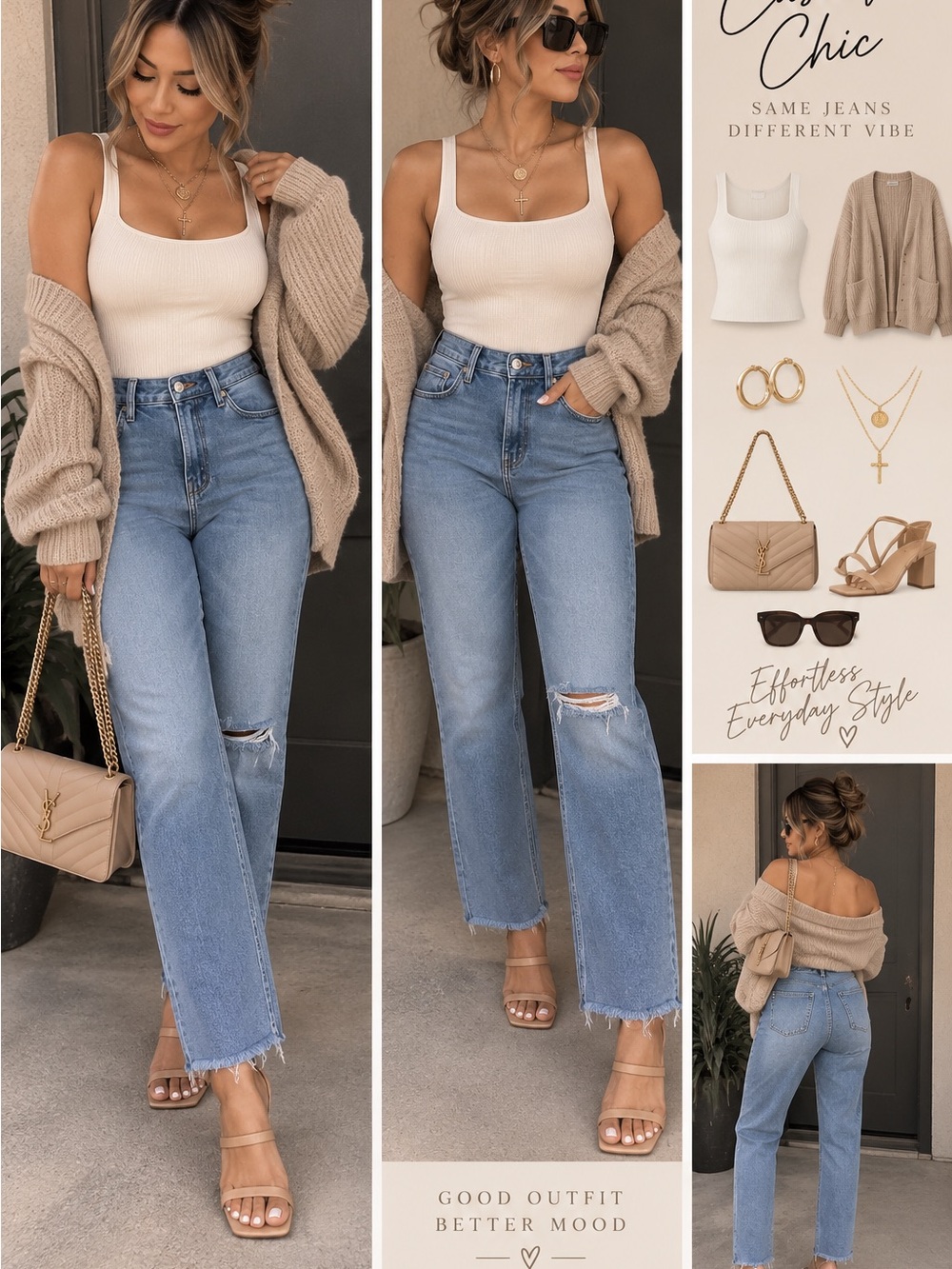 MOTHER Straight Ankle Jeans with Distressed Knee